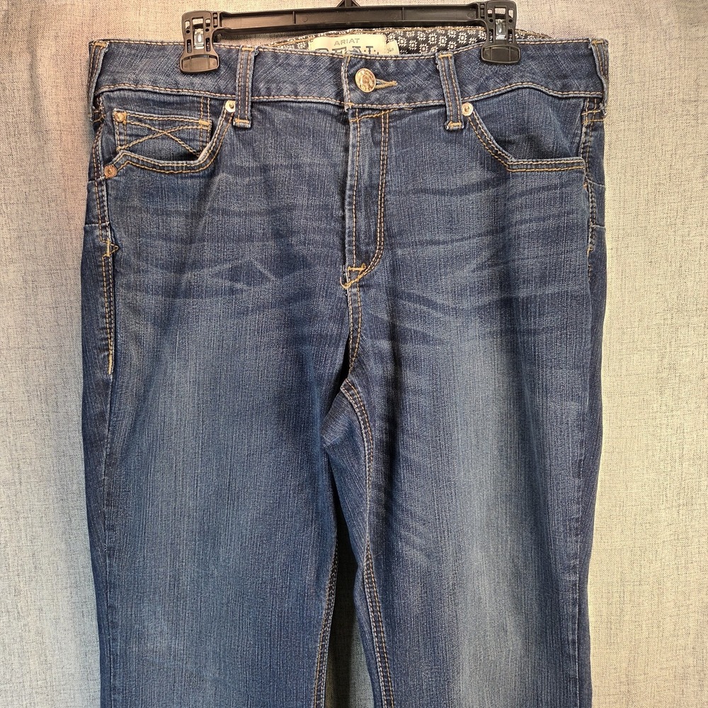 Ariat REAL Denim Jeans Women's 34R Blue Perfect Rise Bootcut Western Embroidered